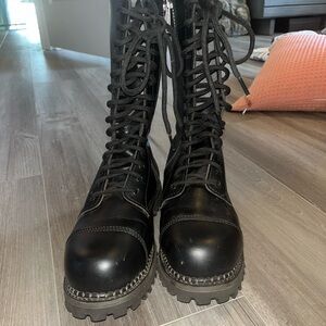 Demonic Black Lace-Up Combat Boots size 9
